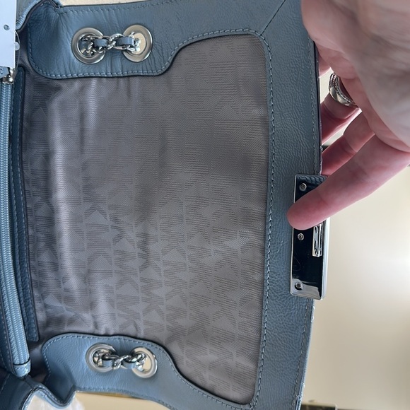 NWT Michael Kors Sloan bag approx 11 wide and 9 inches tall. Dusty blue - Picture 11 of 11